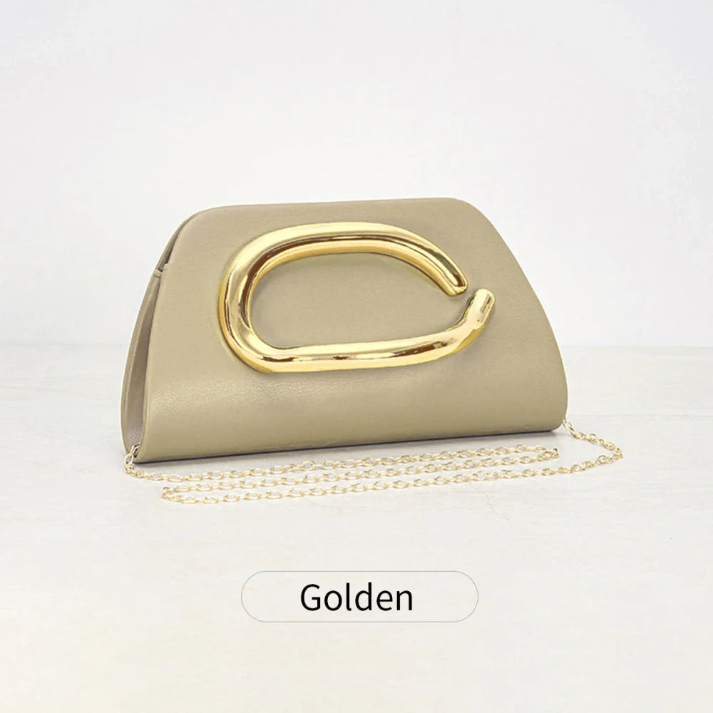 Gold Buckle Box Clutch