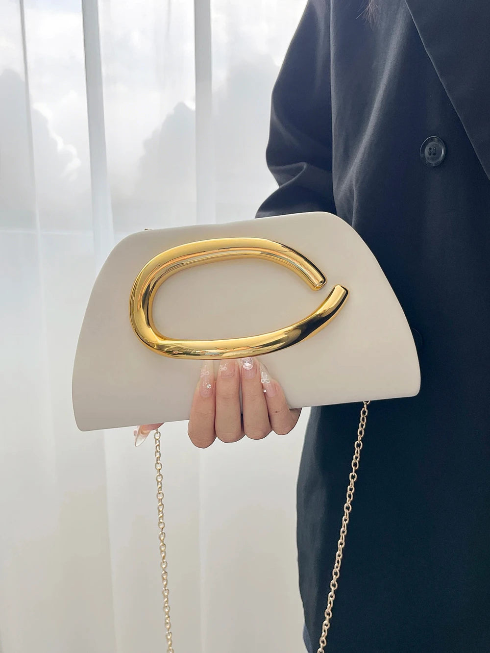 Gold Buckle Box Clutch