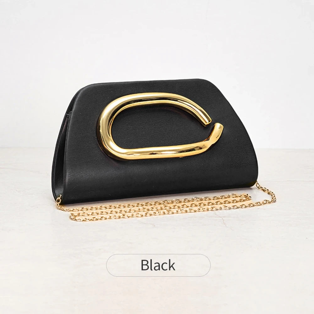 Gold Buckle Box Clutch