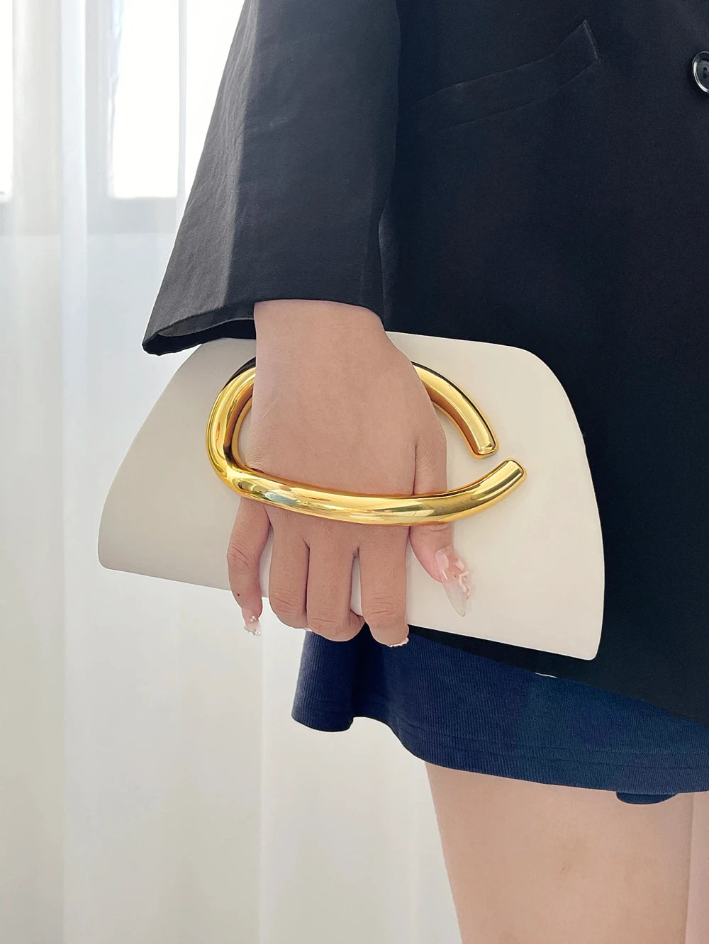 Gold Buckle Box Clutch