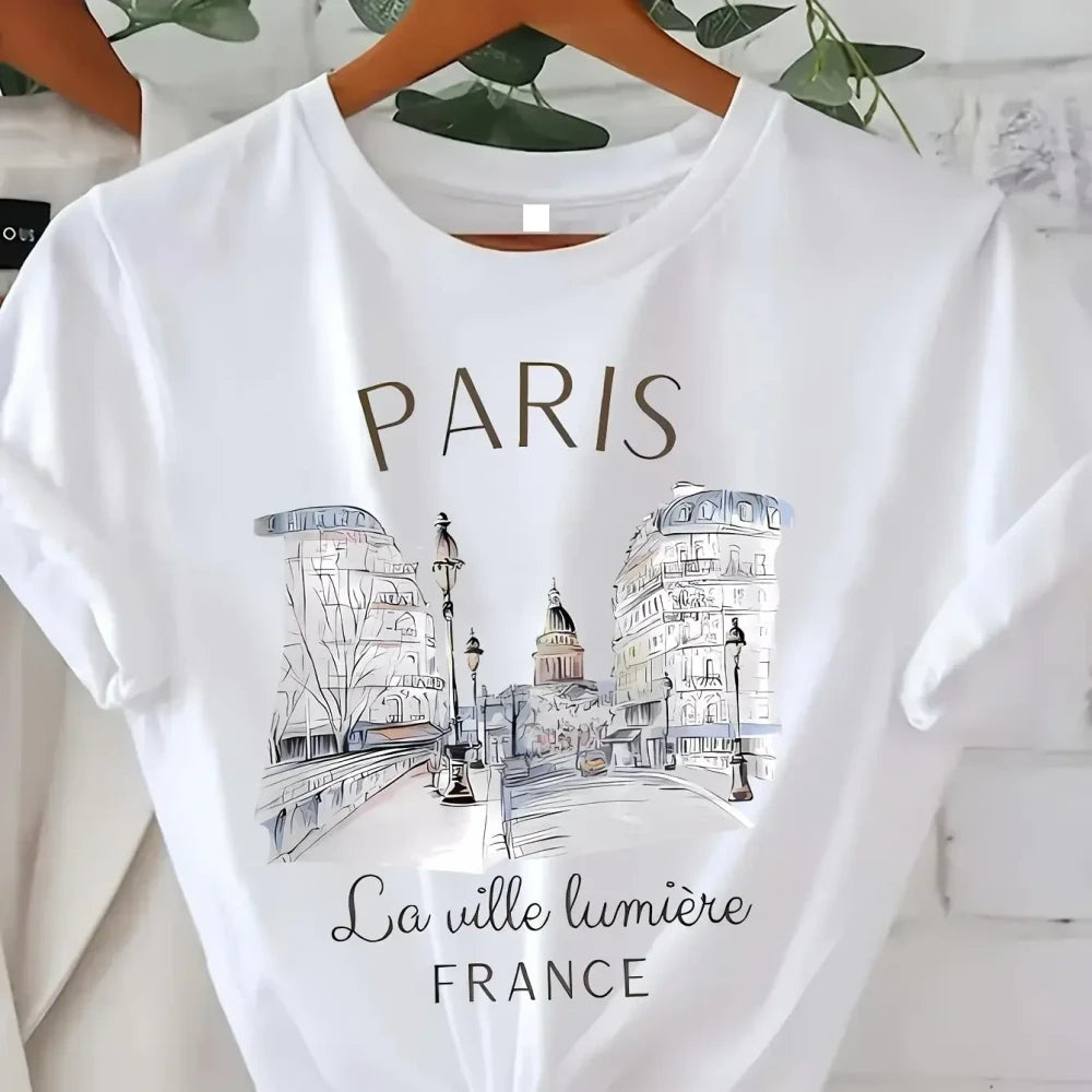 Y2k Paris Print T-Shirt