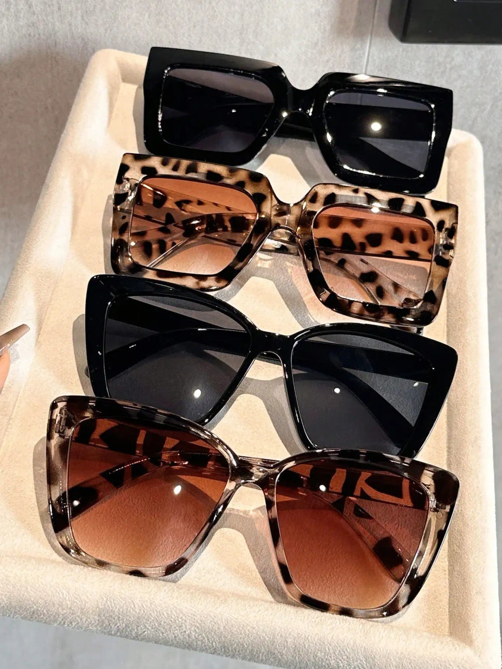 4PC Cat Eye Square Sunglasses