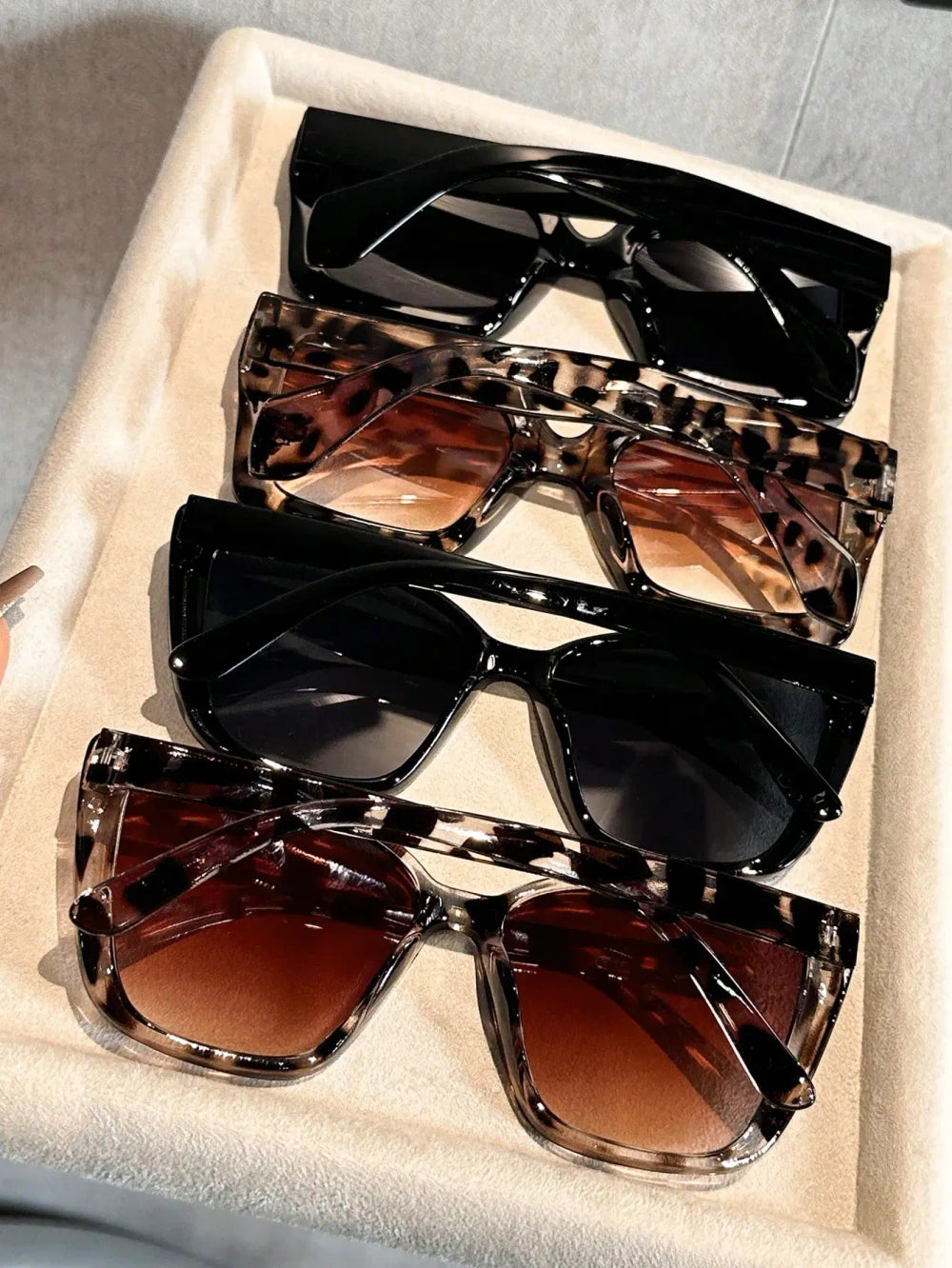 4PC Cat Eye Square Sunglasses