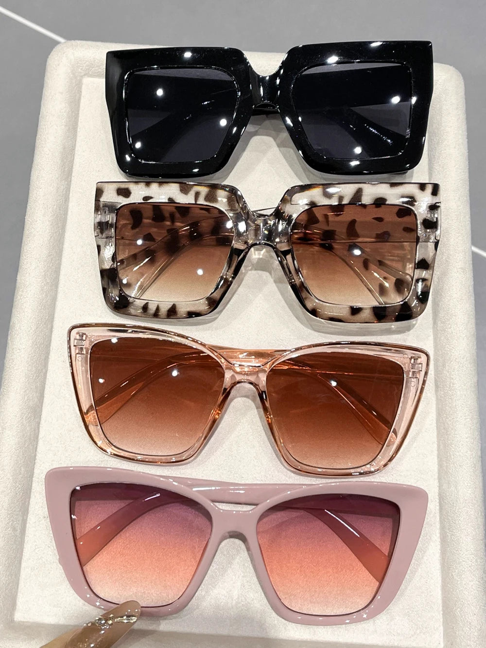 4PC Cat Eye Square Sunglasses
