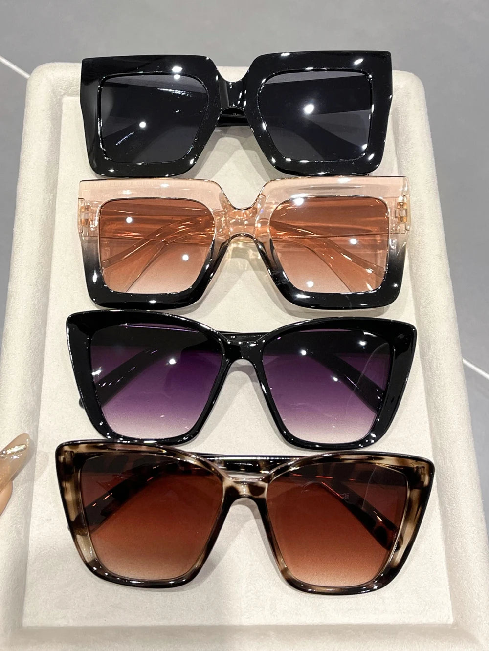4PC Cat Eye Square Sunglasses