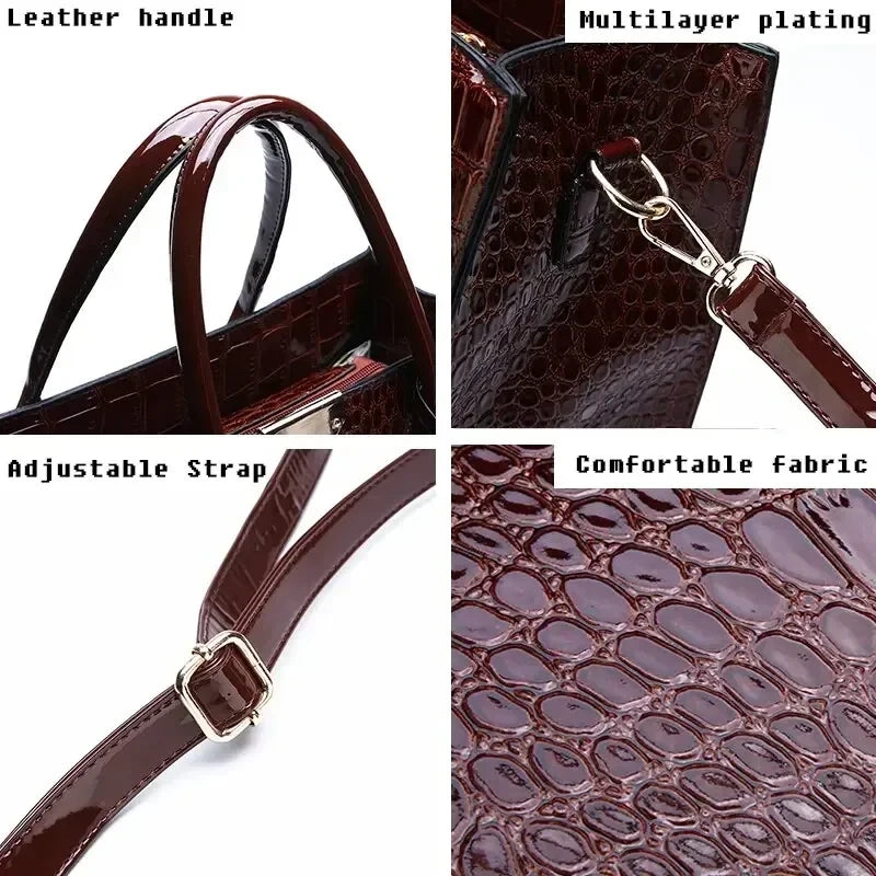 Krokodil-Muster Henkeltasche Damen