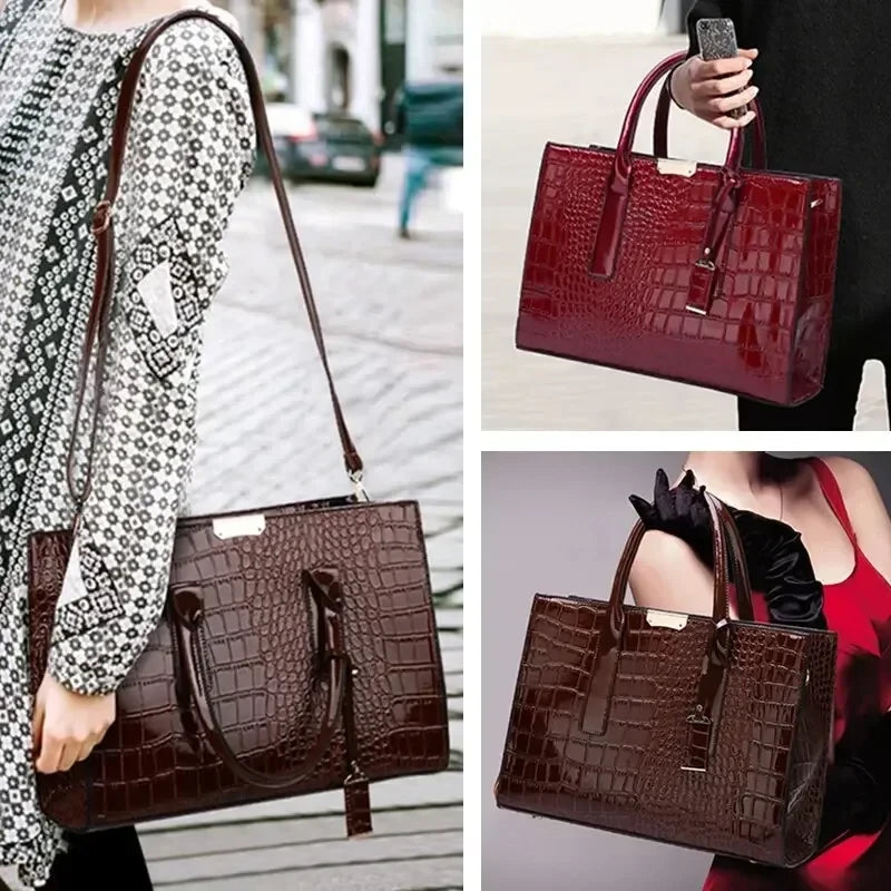 Krokodil-Muster Henkeltasche Damen
