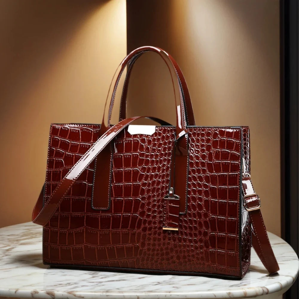 Krokodil-Muster Henkeltasche Damen