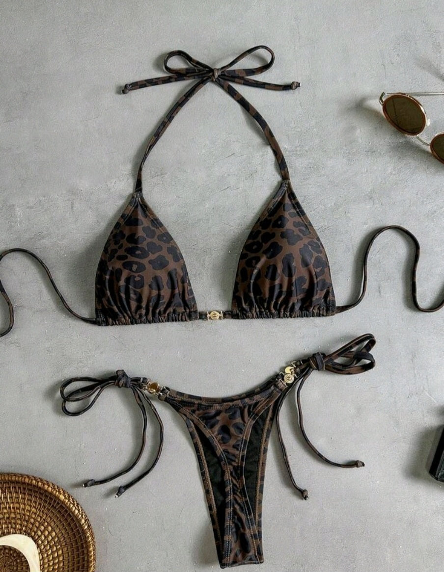 Swim Vcay Damen Tropisch Leoparden Muster