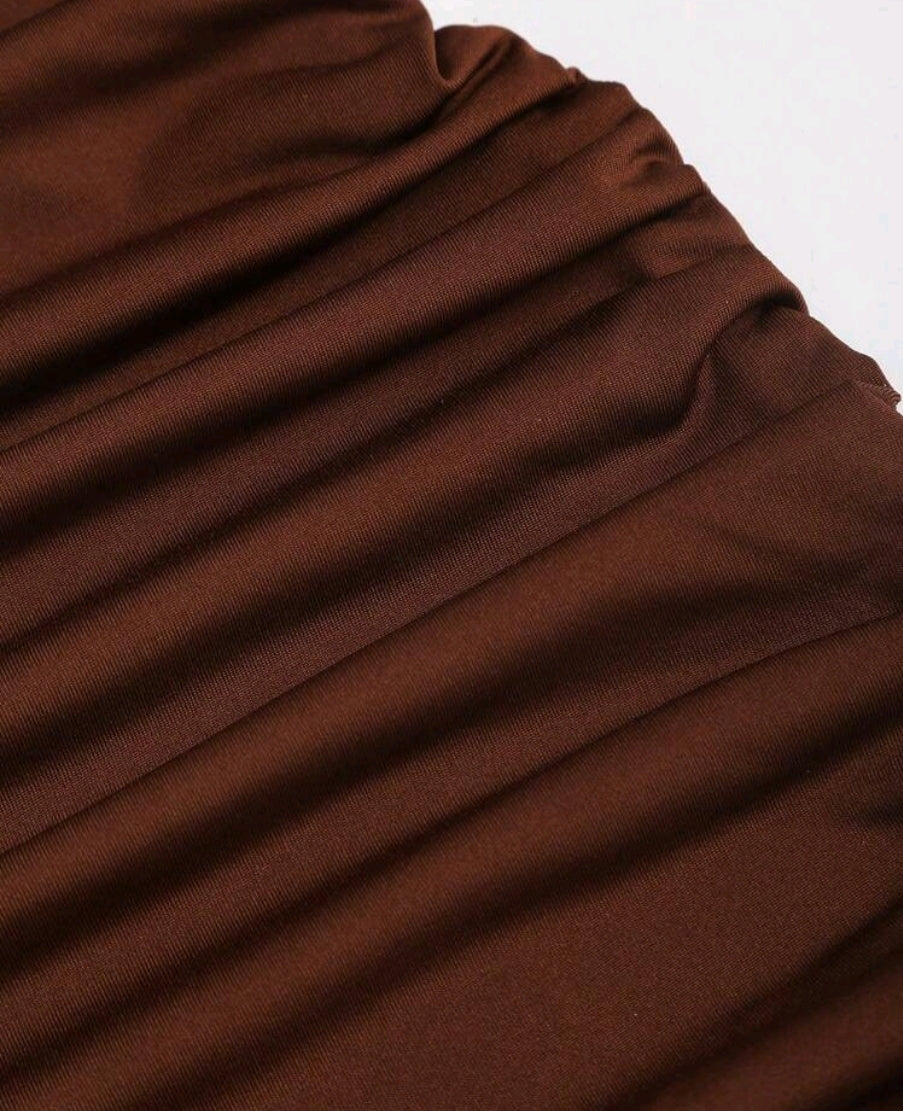 Sweetra Damen braunes Bodycon-Kleid