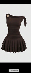 Sweetra Damen braunes Bodycon-Kleid