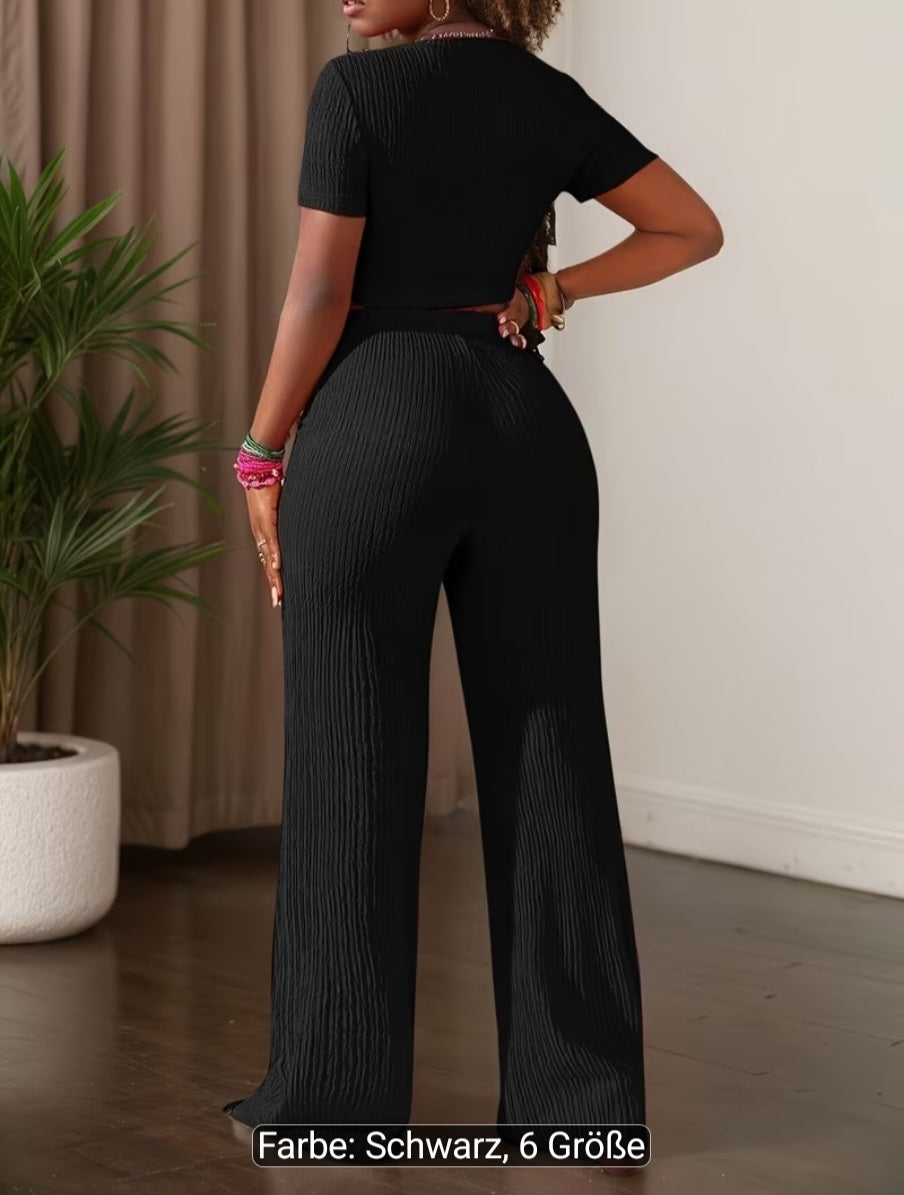 Kurzarm-Top und Hose mit weitem Bein